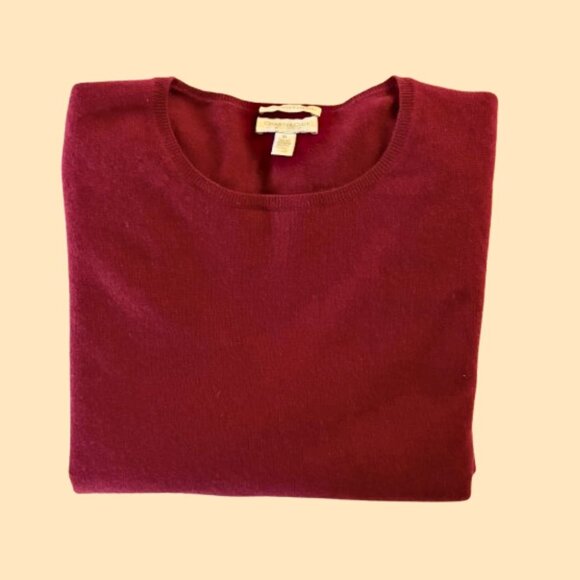 Charter Club 100% Cashmere Crewneck Sweater XL — Cranberry Wine (Burgundy) - Picture 3 of 12